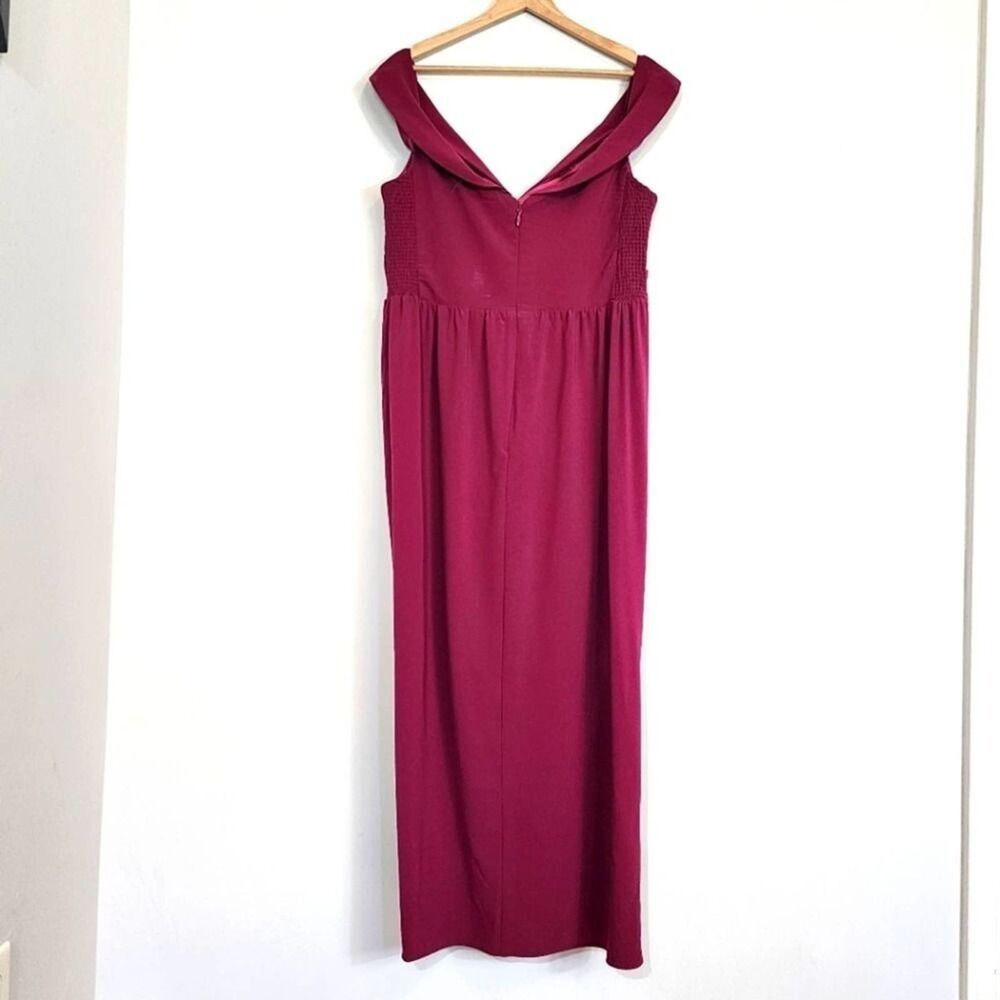 NWT City Chic Ripple Love Off the Shoulder Maxi Dress Magenta Size 12 / XXS - Picture 6 of 9
